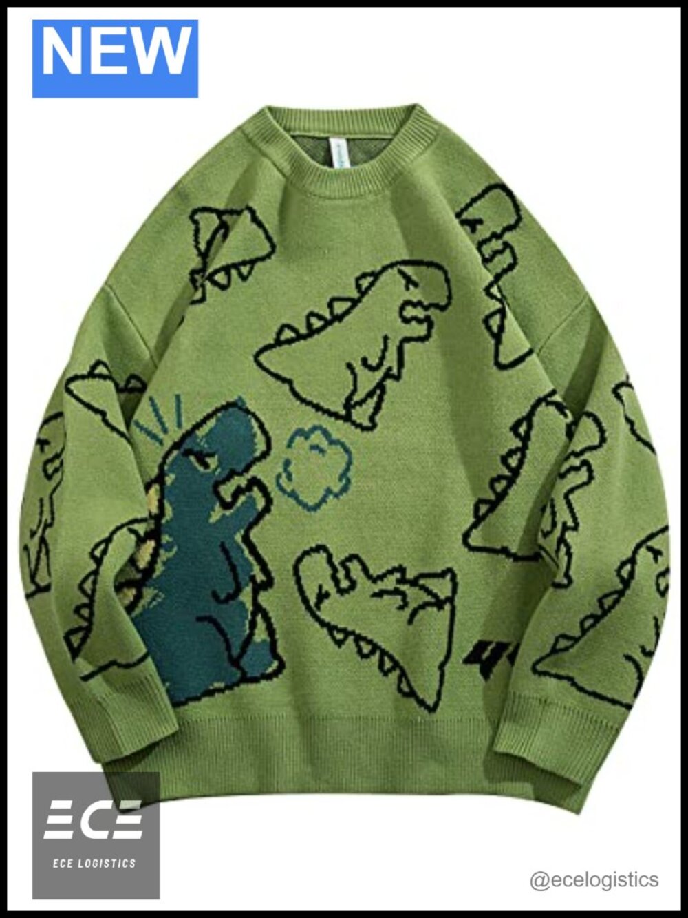 Oversized Skeleton Graphic Crewneck Knit Pullover Sweater